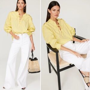 BOGO! Maje Lamil Lace-Up Cotton Blouse Butter Yellow Size XS